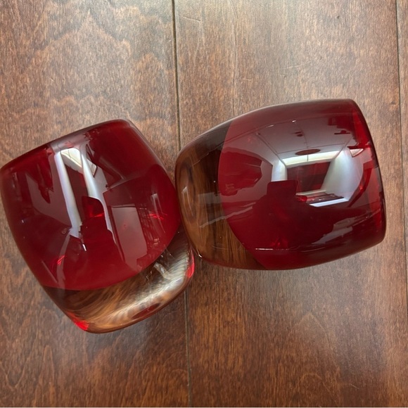Crate & Barrel Pair of Red Glass Votive Candle Holders - Picture 15 of 16